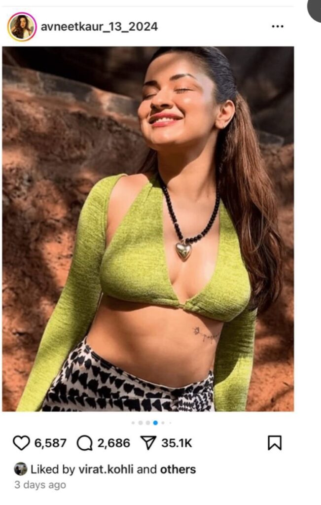 Virat Kohli's Instagram "like" on a fan page post dedicated to Avneet Kaur sparks controversy, highlighting the growing influence of social media in celebrity culture in 2025.